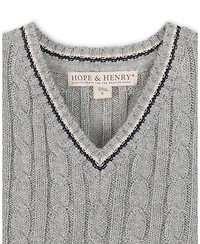 Hope & Henry Little and Big Boys' Organic V-Neck Cable Sweater Vest