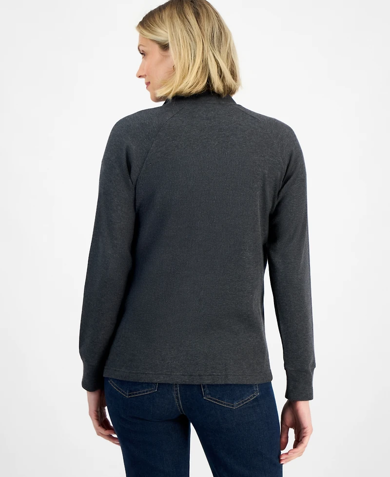 Style & Co Women's Waffle-Knit Quarter Zip Top, Macy's Exclusive