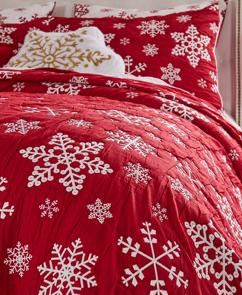 Greenland Home Fashions Snowflakes Holiday Matelasse -Pc. Coverlet Set