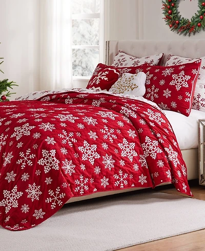 Greenland Home Fashions Snowflakes Holiday Matelasse -Pc. Coverlet Set
