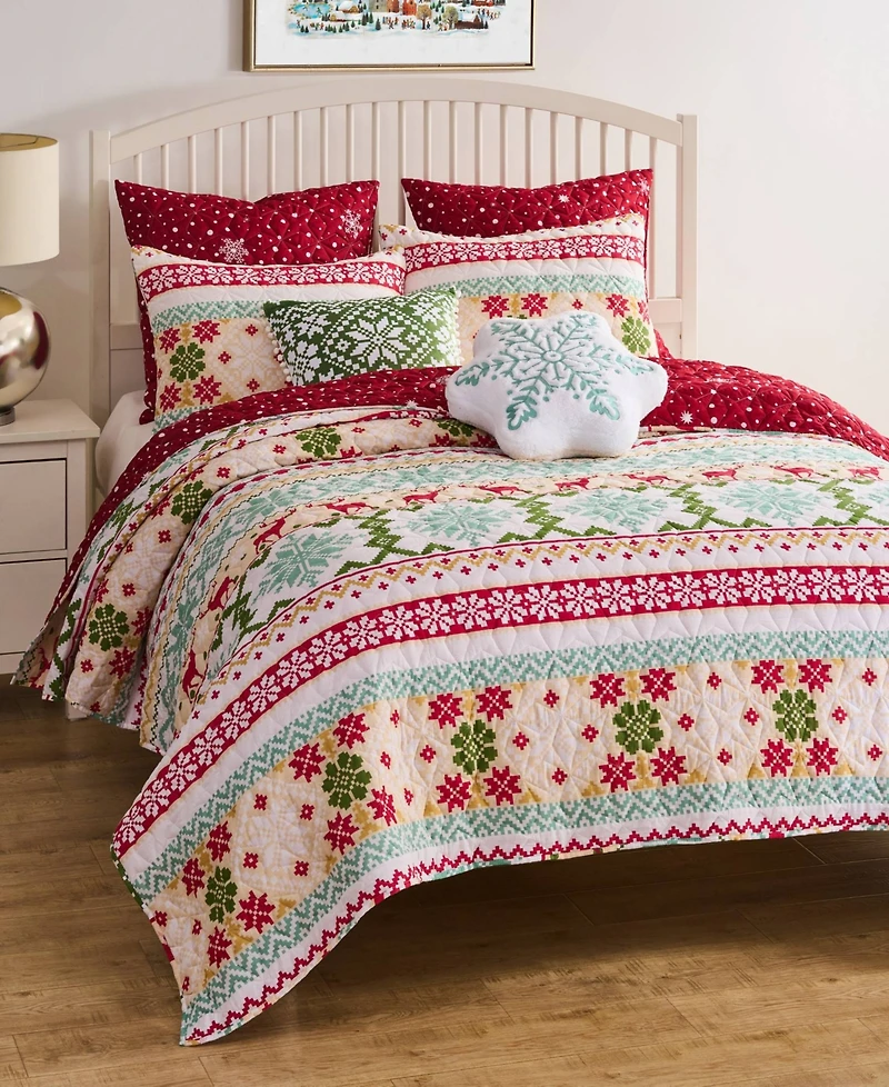 Greenland Home Fashions Fair Isle Snow 2-Pc. Quilt Set, Twin
