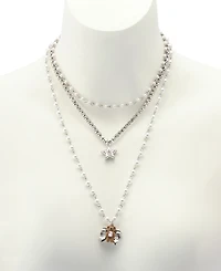 Betsey Johnson Faux Stone Teddy Bear Layered Necklace