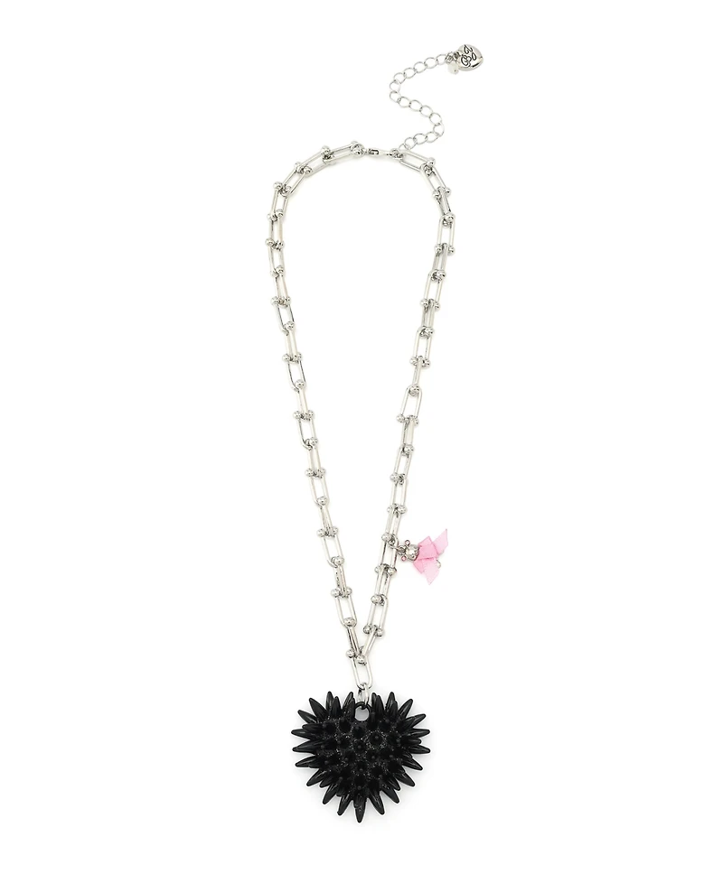 Betsey Johnson Faux Stone Spiky Heart Pendant Necklace