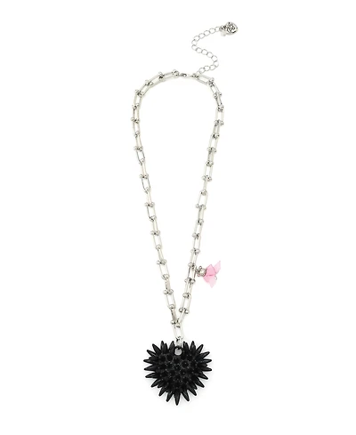 Betsey Johnson Faux Stone Spiky Heart Pendant Necklace