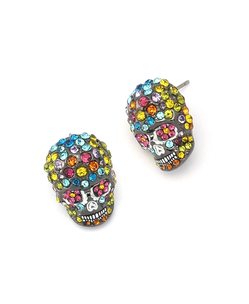 Betsey Johnson Faux Stone Sugar Skull Stud Earrings