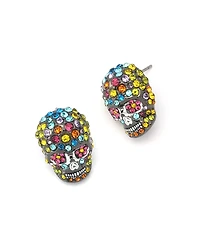 Betsey Johnson Faux Stone Sugar Skull Stud Earrings
