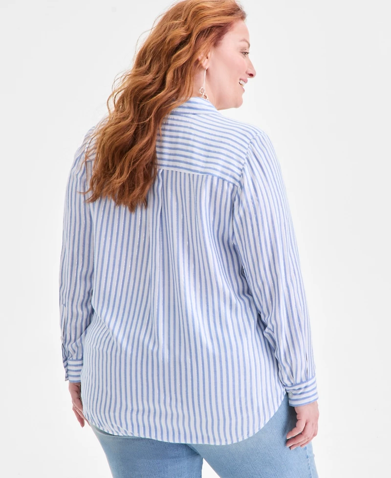 Style & Co Plus Perfect Striped Shirt, Macy's Exclusive