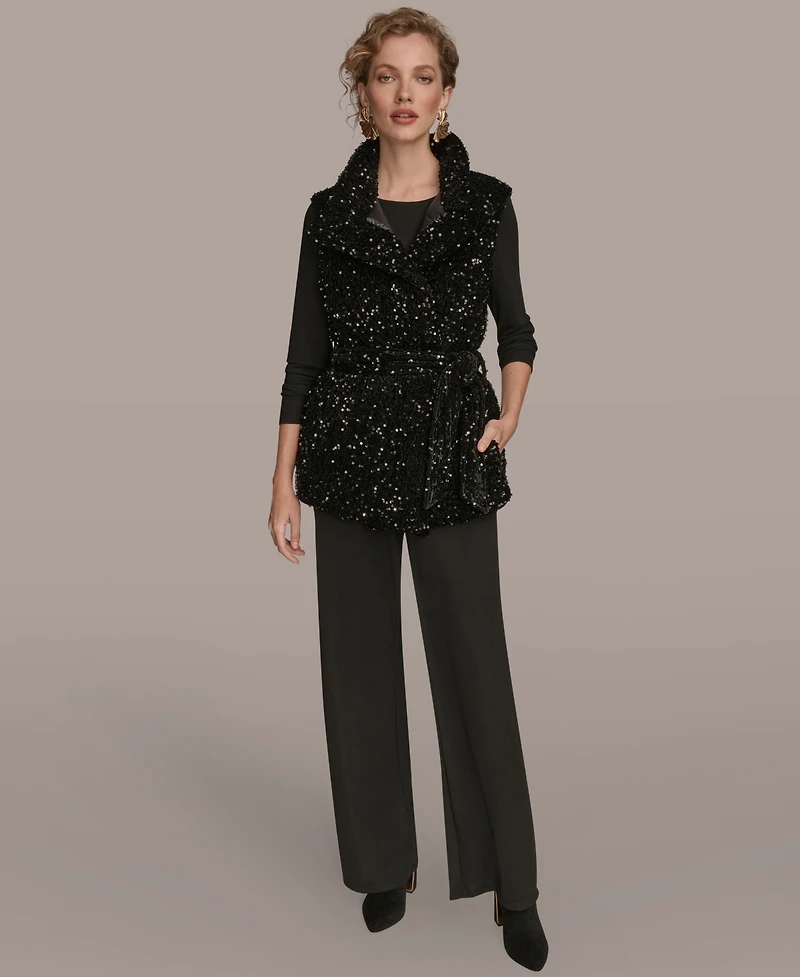 Donna Karan New York Women's Tie Waist Sequin Vest