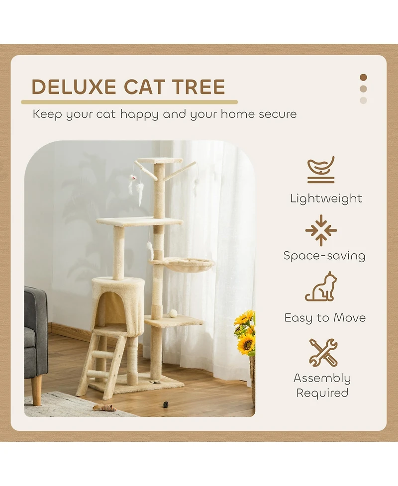 53" Indoor Cat Tree Activity Center Climbing Condo Scratching Post