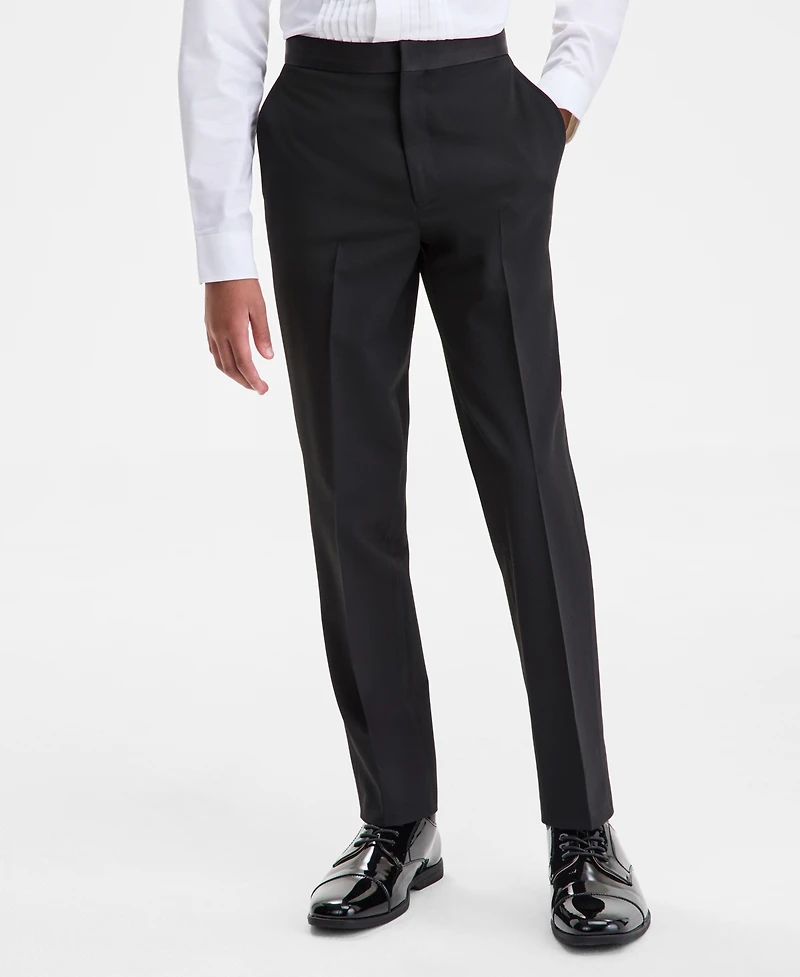 B By Brooks Brothers Big Boys Solid Tuxedo Straight-Leg Pants