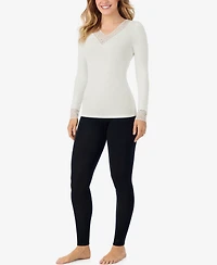 Cuddl Duds Softwear V-Neck Lace Top