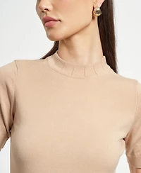 Isaac Mizrahi Women's Mock Neck Short Sleeve Sweater