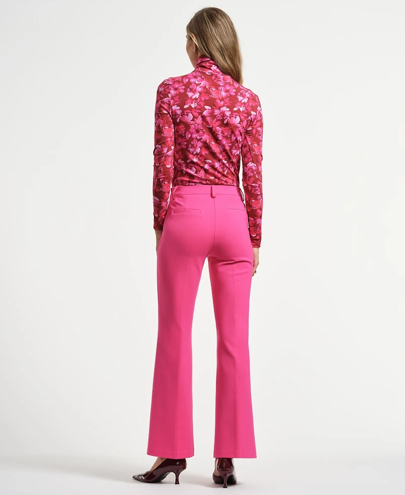 Isaac Mizrahi Women's Ponte Flare Mid Rise Pants