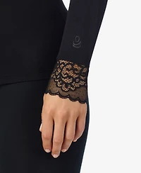 Cuddl Duds Petite Softwear V-Neck Lace Top
