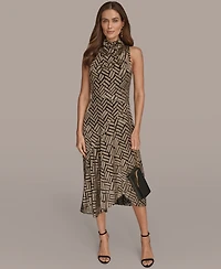 Donna Karan New York Women's Chevron Burnout Sleeveless Dress