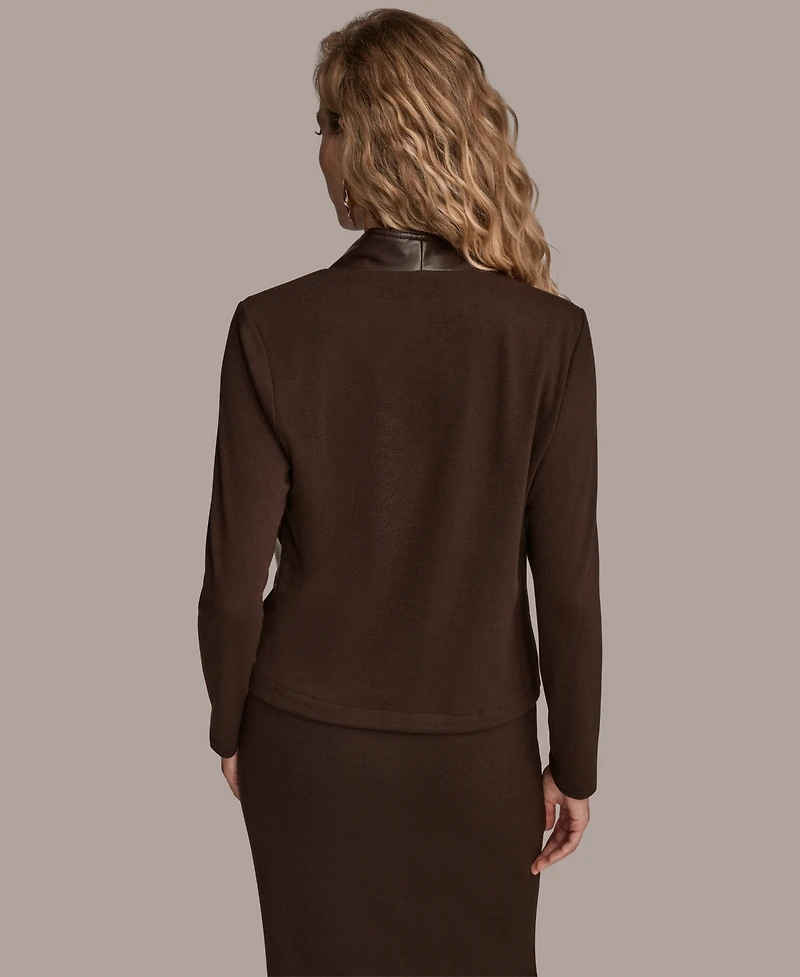 Donna Karan New York Women's Open Front Faux Leather Jacket