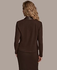 Donna Karan New York Women's Open Front Faux Leather Jacket