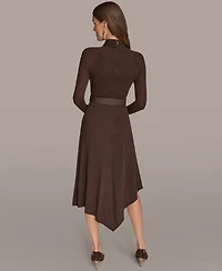 Donna Karan New York Women's Twist Front Belted Sweater Dress