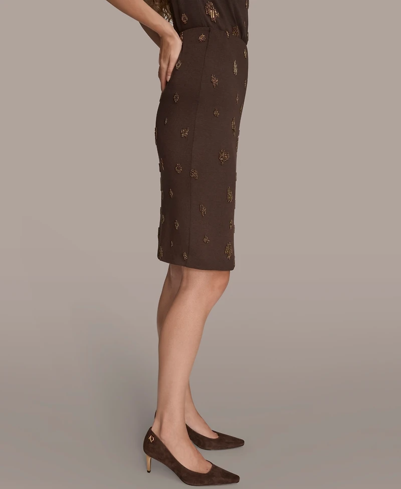 Donna Karan New York Women's Embroidered Ruched Skirt