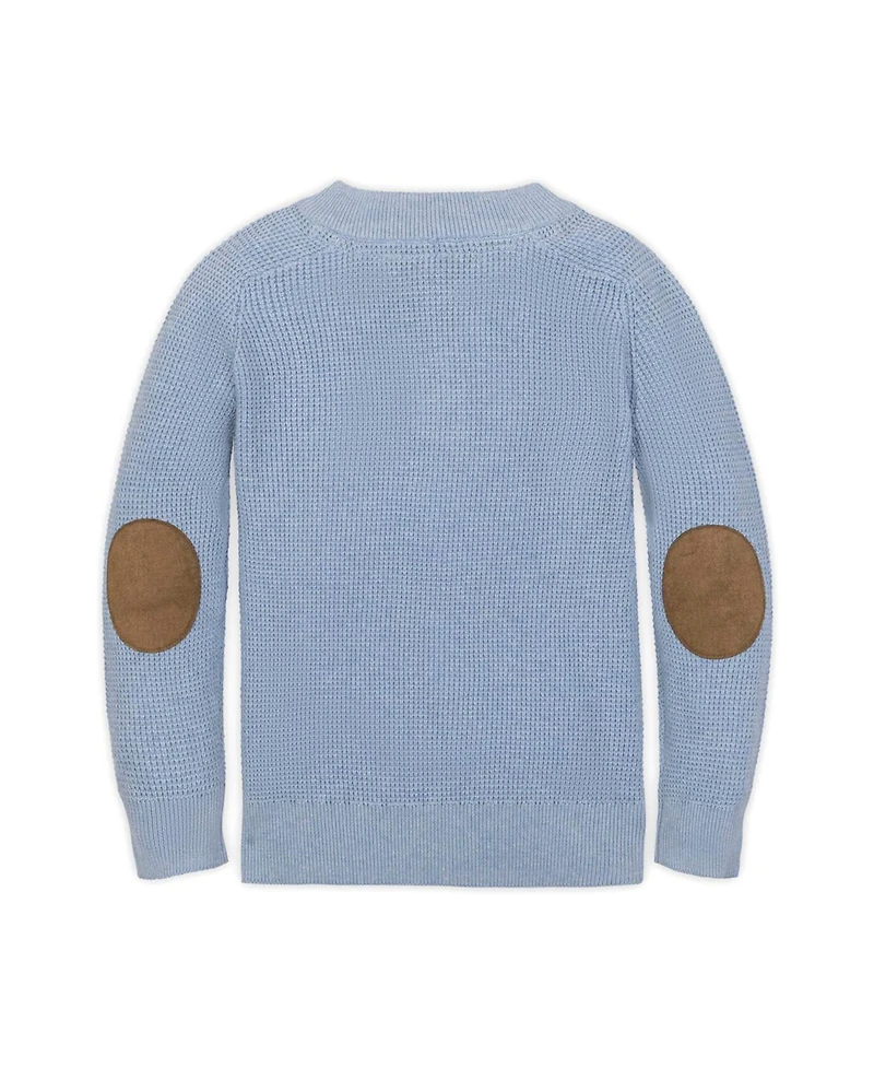 Hope & Henry Little and Big Boys' Organic Long Sleeve Henley Pullover Sweater with Elbow Patches