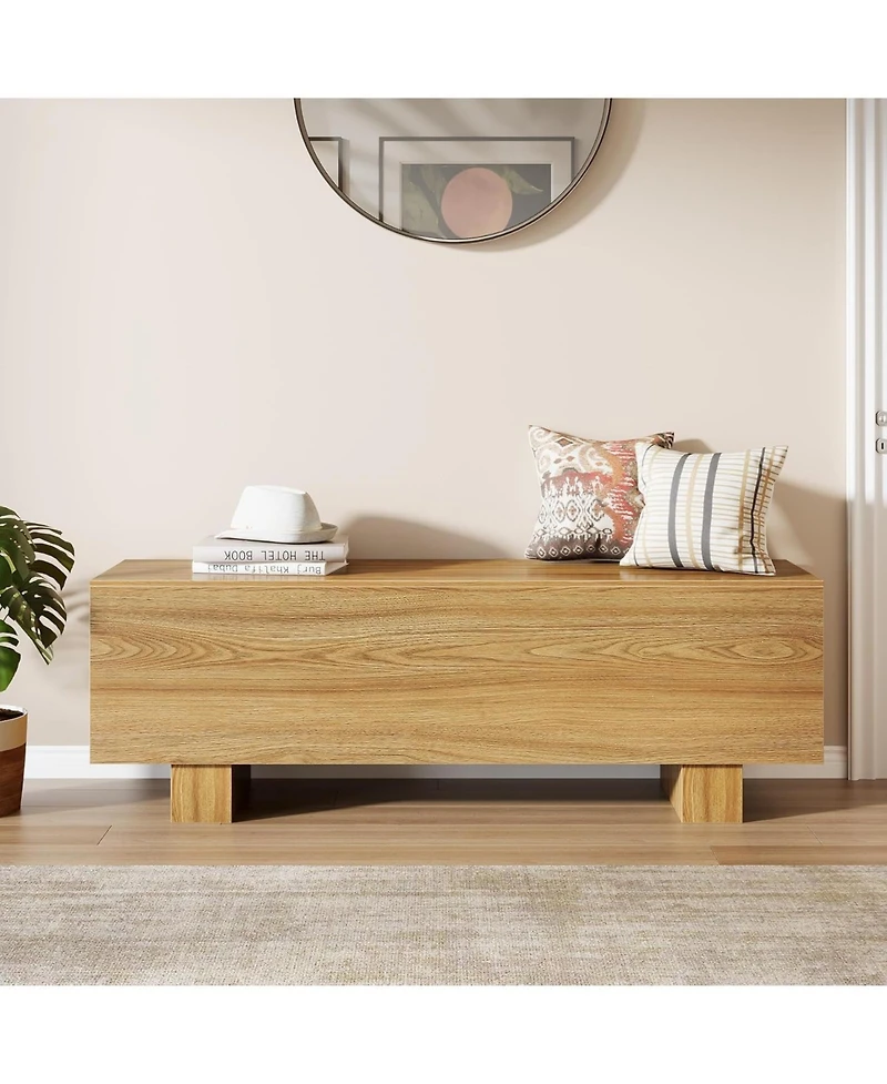 Tribesigns 47.2" Entryway Bench, Wooden Bedroom Bench End of Bed, Easy Assembly