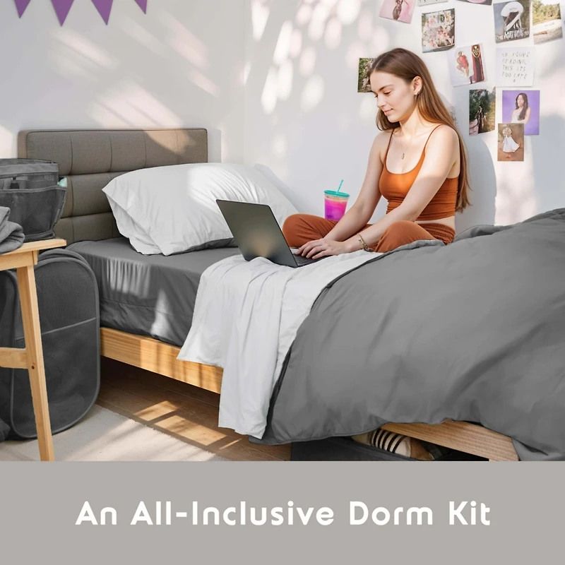 Hearth & Harbor 15-Piece Complete Back to College Dorm Room Essentials Set