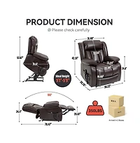 Maison Boucle Faux Leather Power Lift Recliner for Seniors with Massage & Heat, Dual Motor Electric Chair, 350 Lbs Support-Maison Boucle