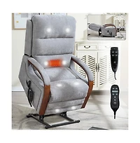 Maison Boucle Dual Motor Power Lift Recliner with Massage & Heat, Infinite Position Electric Chair with Solid Wood Arms-Maison Boucle