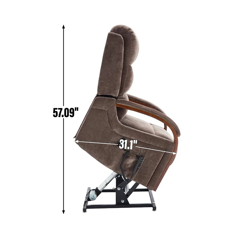 Maison Boucle Dual Motor Power Lift Recliner with Massage & Heat, Infinite Position Electric Chair Solid Wood Arms-Maison