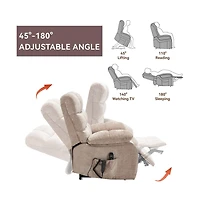 Maison Boucle Oversized Chenille Power Lift Chair with Massage & Heat, Dual Motor Electric Recliner, Infinite Position-Maison