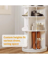 Ironck Rotating Shoe Rack Tower, Free Standing 360° Revolving Spinning, White
