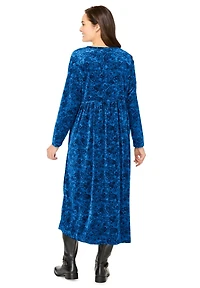 Woman Within Plus 21-Button Velour Dress