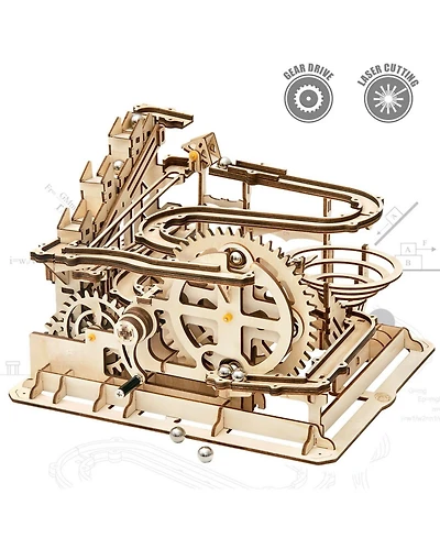 Robotime Marble Run Wooden 3D Jigsaw Puzzle Puzzles for Teens Boys Adults, Beige, 10"9.3"7.3"