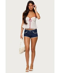 Edikted Women's Contrast Polka Dot Cupped Chiffon Top