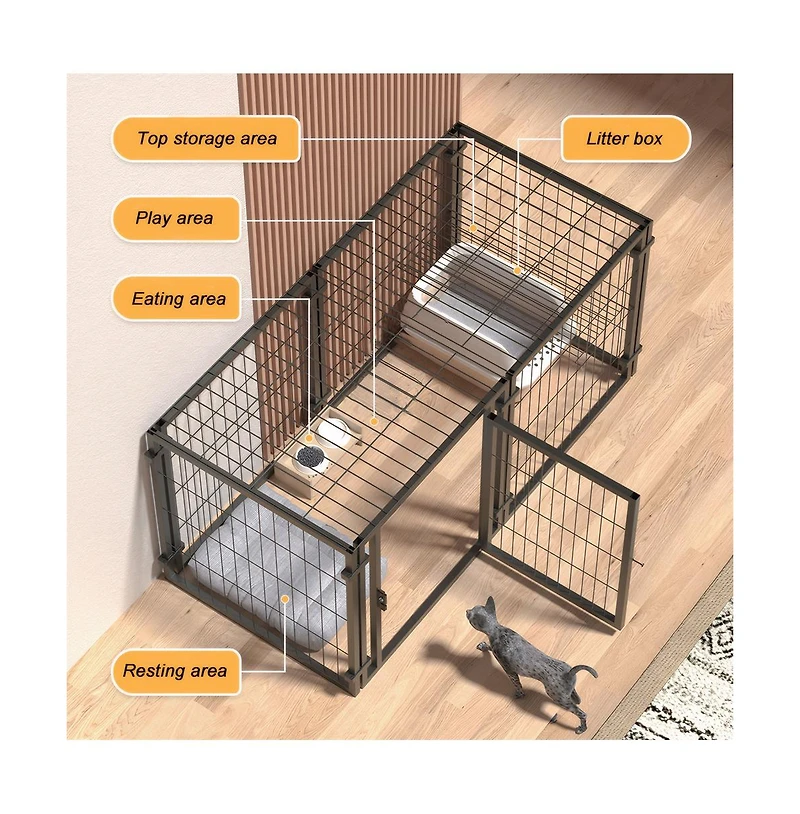 Aostirmotor Black 47 in. Dog Crate for Small Medium Large Dogs, Puppy Dog Playpen for Yard Indoor Outdoor Use