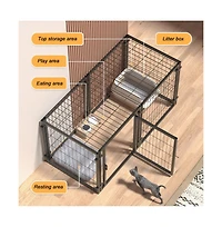 Aostirmotor Black 47 in. Dog Crate for Small Medium Large Dogs, Puppy Dog Playpen for Yard Indoor Outdoor Use