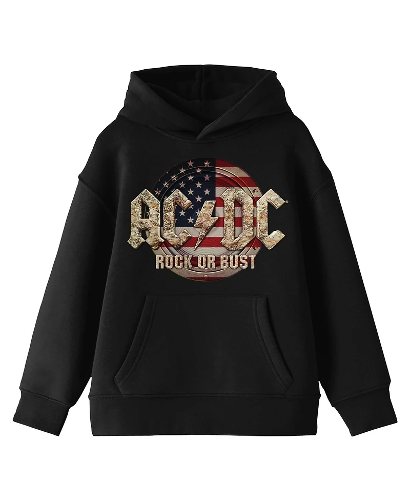 Ac/Dc Boys Acdc Rock Or Bust Long Sleeve Black Hooded Sweatshirt-xl