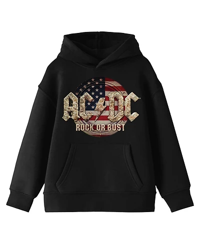 Ac/Dc Boys Acdc Rock Or Bust Long Sleeve Black Hooded Sweatshirt-xl