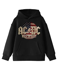 Ac/Dc Boys Acdc Rock Or Bust Long Sleeve Black Hooded Sweatshirt-xl