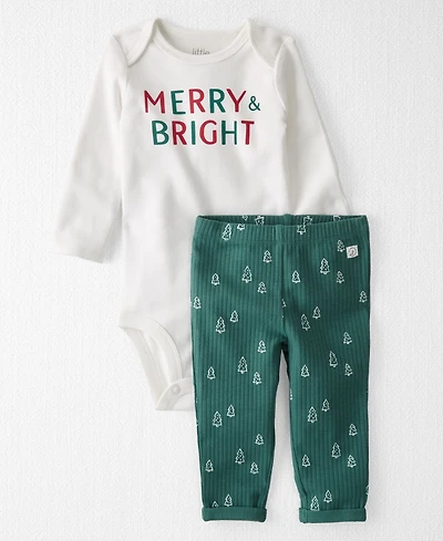 Little Planet by Carter's Baby Boys or Girls Organic Merry and Bright Bodysuit Pants, 2-Piece Set
