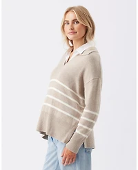 Ripe Maternity Lori Nursing Knit Sweater Latte and Chalk - Comfortable Wear