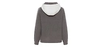 Olsen Women's Zip Front Mixed Media Hooded Jacket