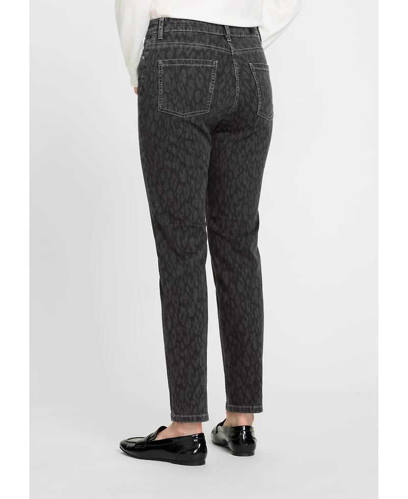Olsen Mona Fit Slim Leg Leopard Print Pant