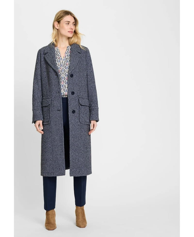 Olsen Wool Blend Herringbone Coat