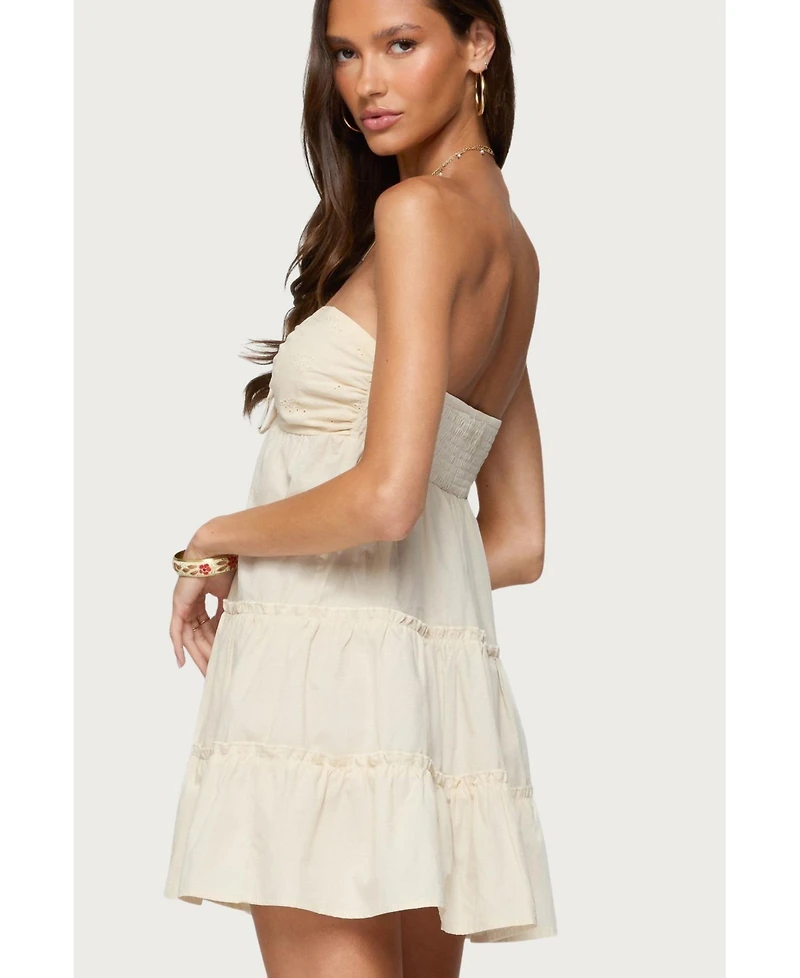 Edikted Womens Safie Strapless Tiered Mini Dress