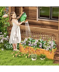 Gymax Patio Wooden Raised Garden Bed Rectangular Garden Planter w/ Drainage System