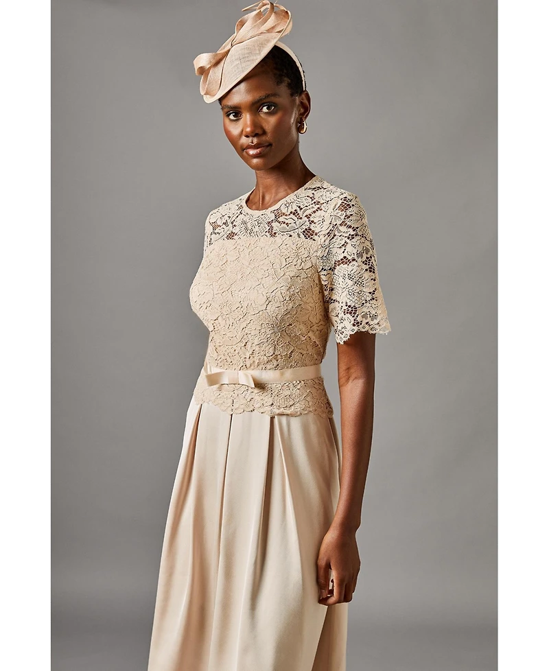 Coast Women's Lace And Crepe Full Skirted Midi Dress