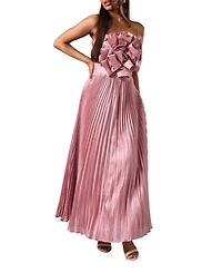 Coast Women's Metallic Pleated Corsage Dress