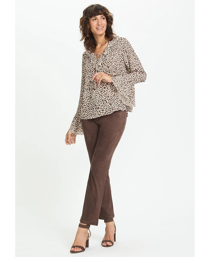 Olsen Women's Mona Fit Straight Leg Faux Suede Trousers