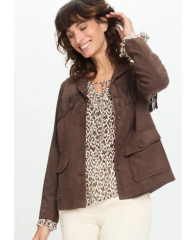 Olsen Faux Suede Fringe Jacket